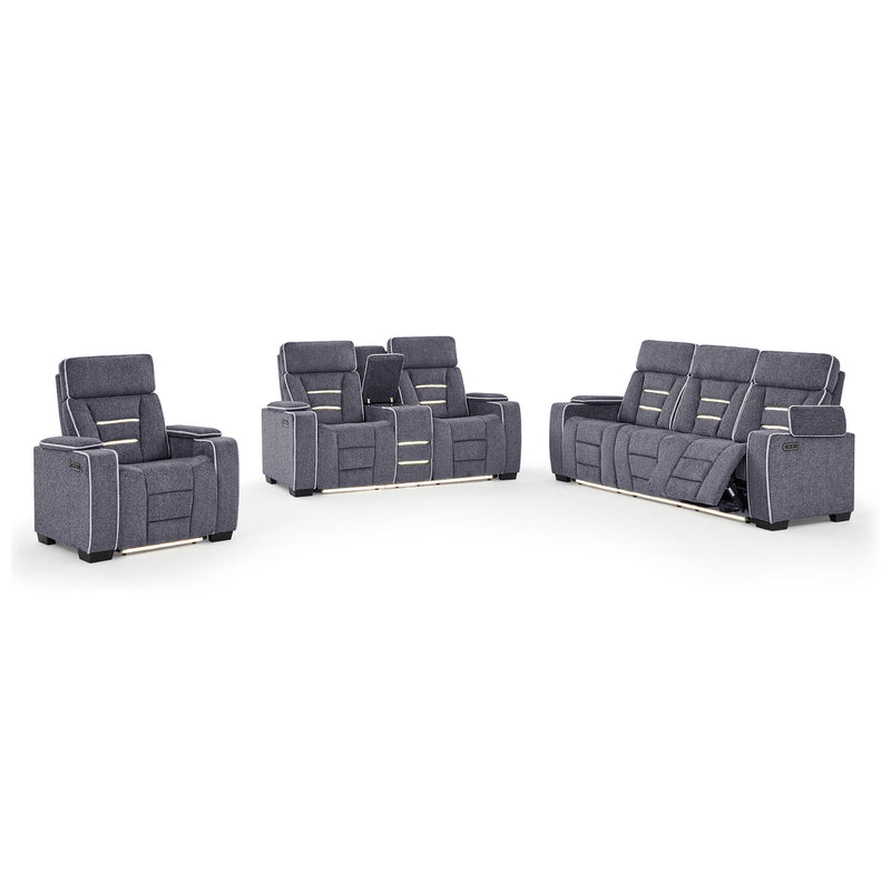 Austin - 3 Piece Reclining Sofa And Loveseat With Storage Arms - Gray