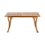 Outdoor Rectangular Table With Curved Legs And Perpendicular Wooden Slats Table Top