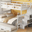 Bunk Bed With Twin Size Trundle, Storage And Guard Rail For Bedroom