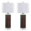 Cylinder - Fluted Contemporary Table Lamp (Set of 2) - Brown / Clear / White