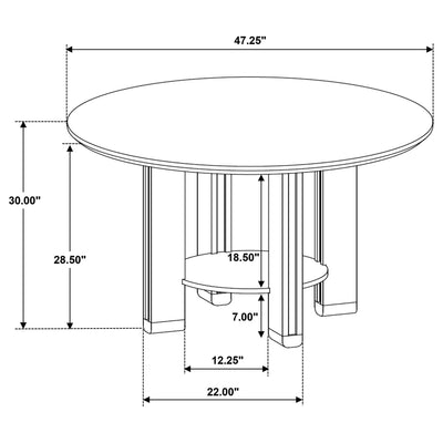 Crispin - Round Dining Table With Shelf - Brown