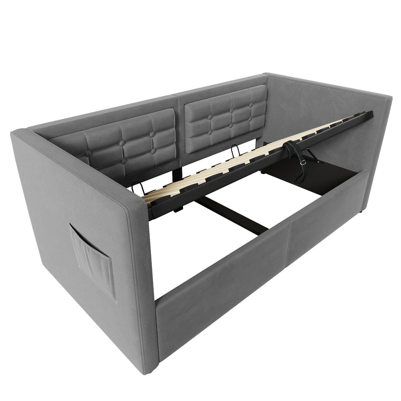 Upholstered Daybed With Hydraulic Storage And USB / Type - C Charging