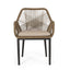 Modern Wicker Dining Club Chair With Water Resistant Cushions - Brown / Beige