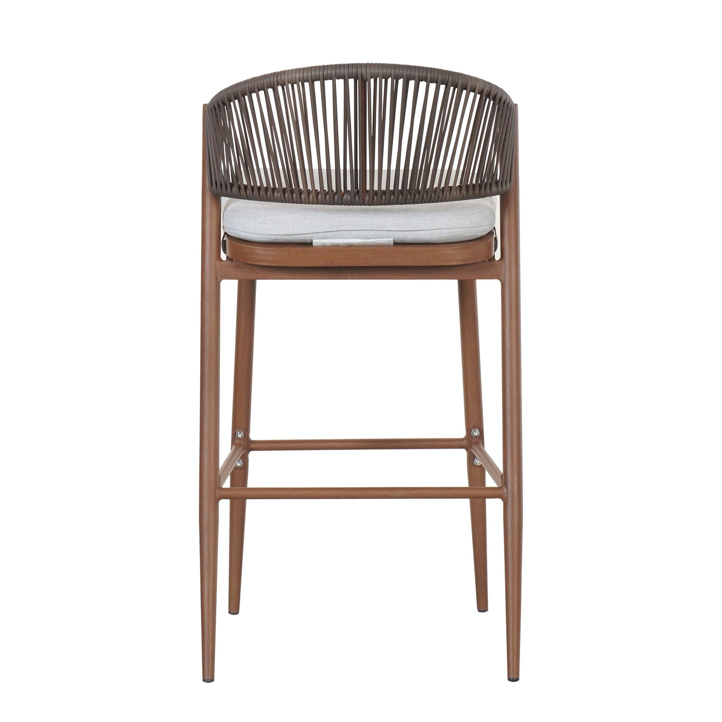 Outdoor Bar Height Metal Frame Counter Stools With Scallop Shaped Backrest & Water Resistant Cushions