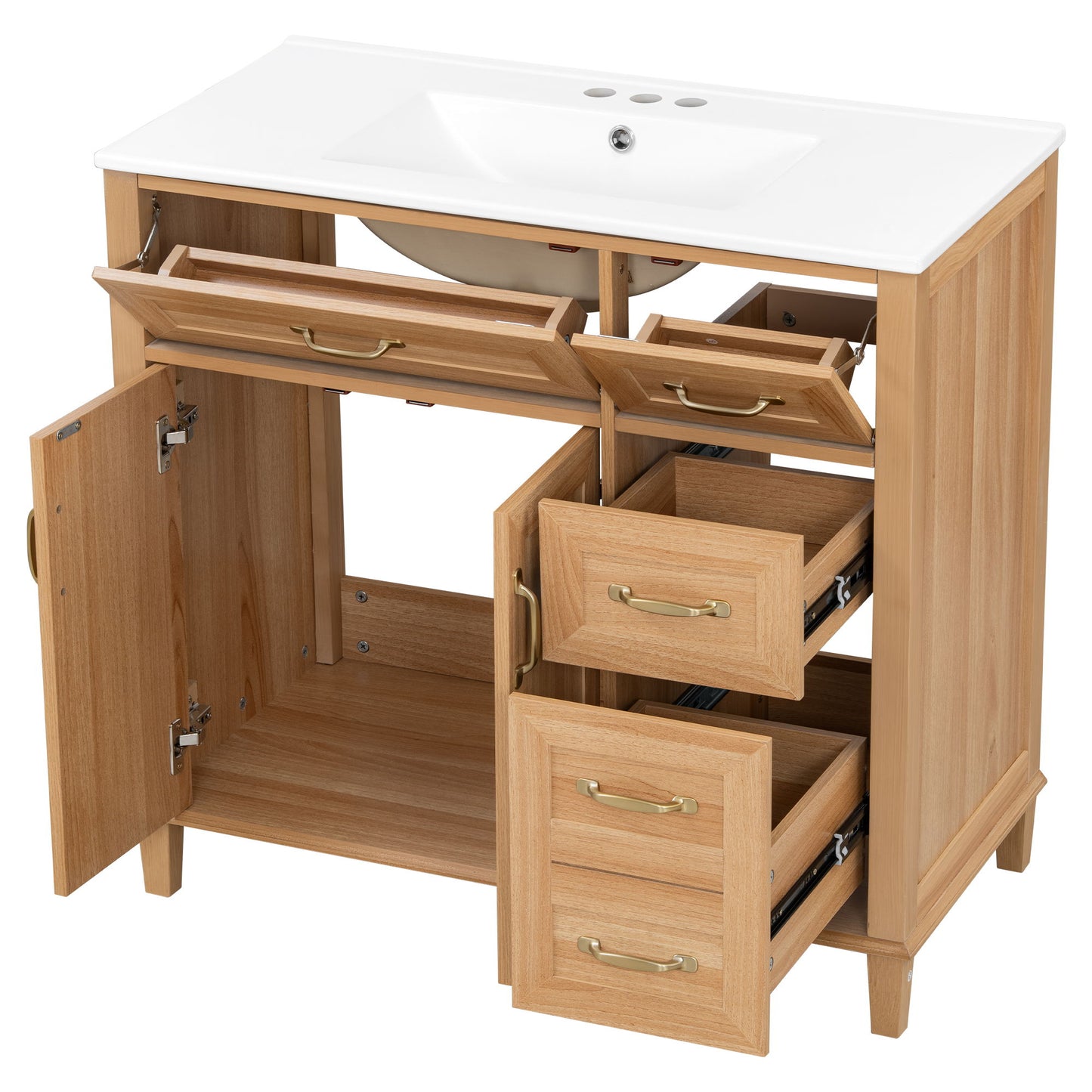 Bathroom Vanity With Sink, Soft Close Doors & Drawers - Wood