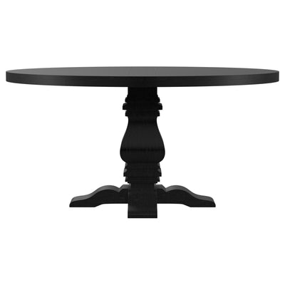 Allende - Round Dining Pedestal Table With Carved Base - Black