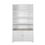 Tall Bookcase Storage Cabinet With 3 Open Shelves & Fluted Double Doors