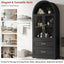 Arched Top Storage Cabinet With Fixed 2 Tier Shelves, 2 Large Drawers
