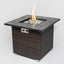 Outdoor Propane Gas Fire Pit Table With Lid With Glass Rocks And Rain Cover - Espresso