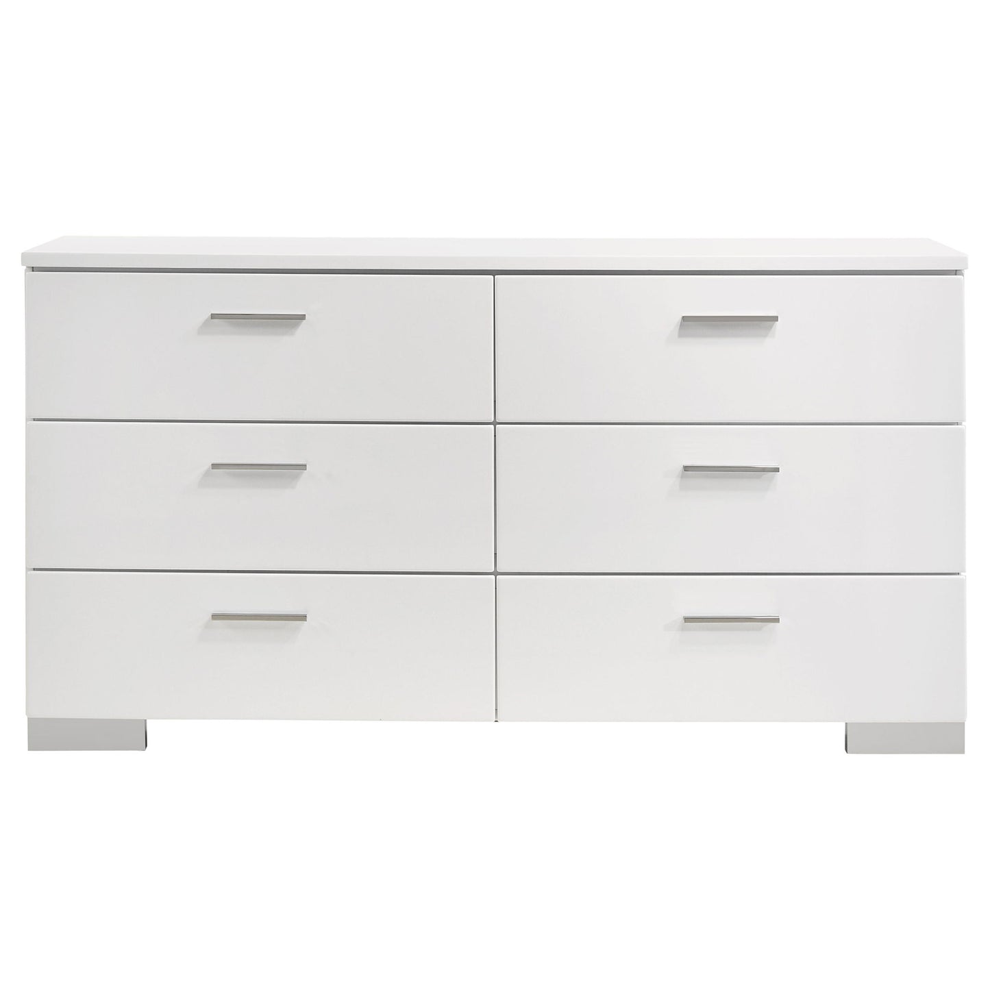 Dulcey - 6 Drawer Dresser With Accents, Bedroom Storage - Gloss White