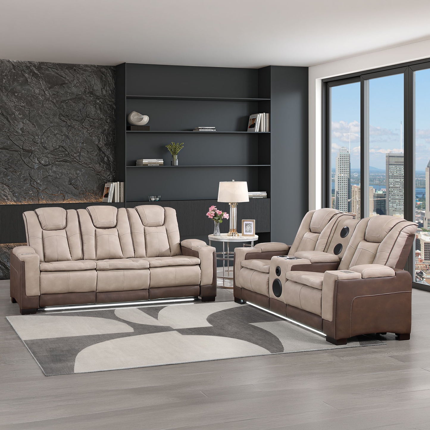 Bruno - Power Reclining Living Room Set With LED Lighting