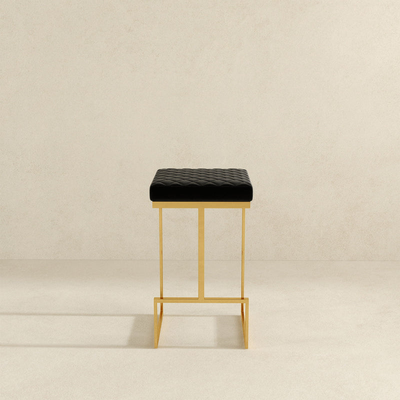 Joel - Upholstered Stool - Black / Gold