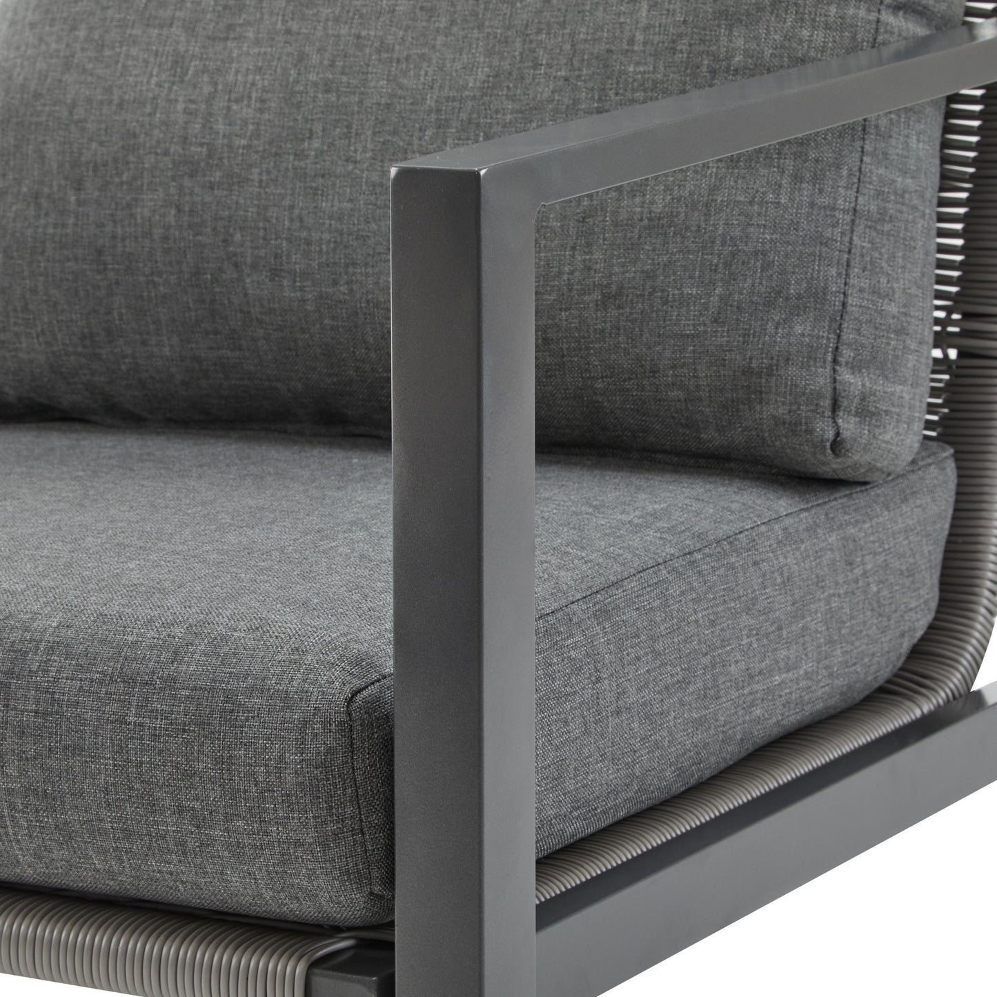 Modern Lounge Chair With Rope Accents And Cushions