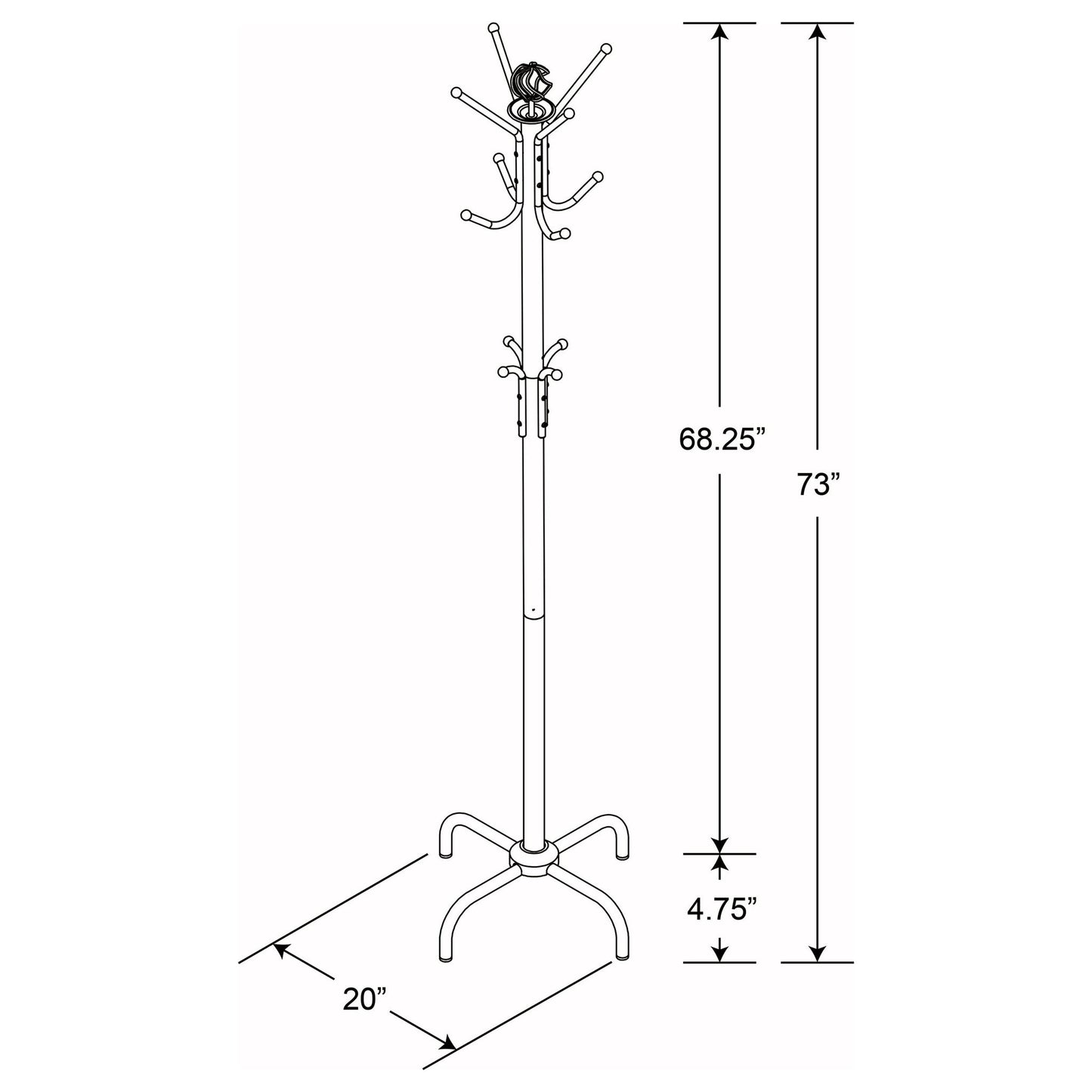 Coat Rack With 3 Tier Hooks For Entryway - Black