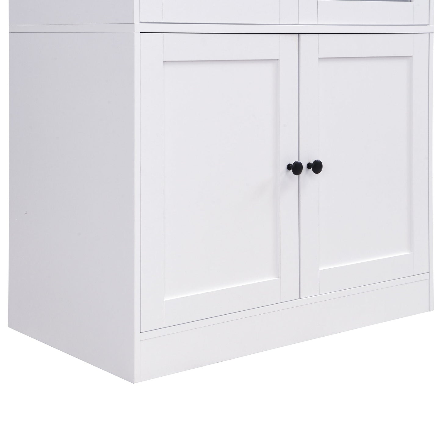 Tall Arched Top Storage Cabinet With 5 Tier Shelves, Soft Close Hinges