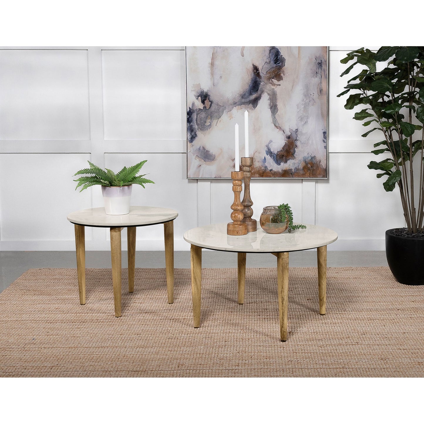 Leska - Round Coffee Table - White