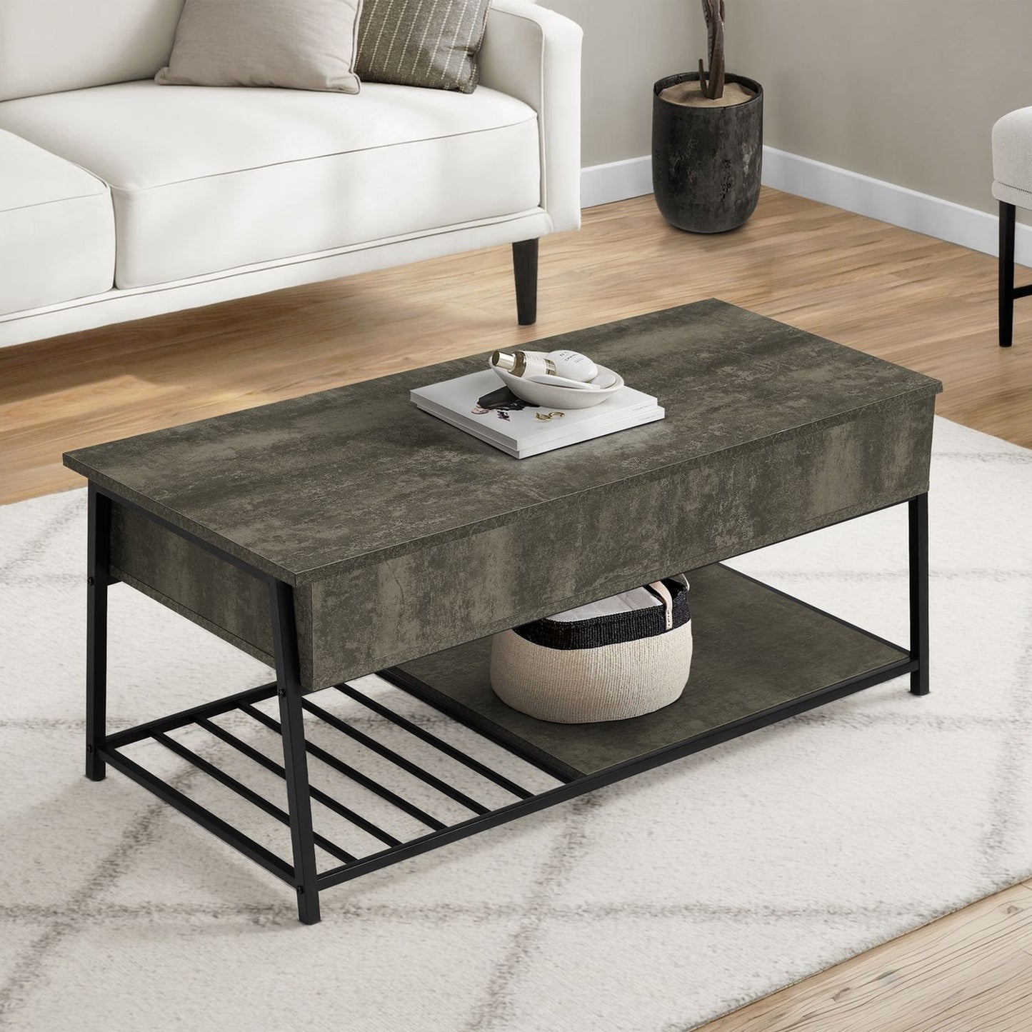 Contemporary Coffee Table, Lift Top, Rectangular
