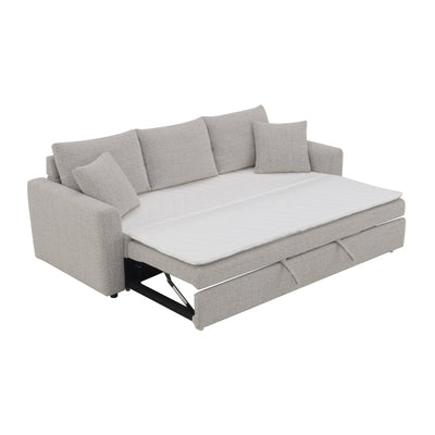 Connie - Boucle Sleeper Sectional Sofa With 2 Toss Pillows - Beige