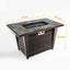Fire Pit Table, Glass Wind Guard And Rain Cover, Lid - Brown