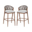Outdoor Bar Height Metal Frame Counter Stools With Scallop Shaped Backrest & Water Resistant Cushions