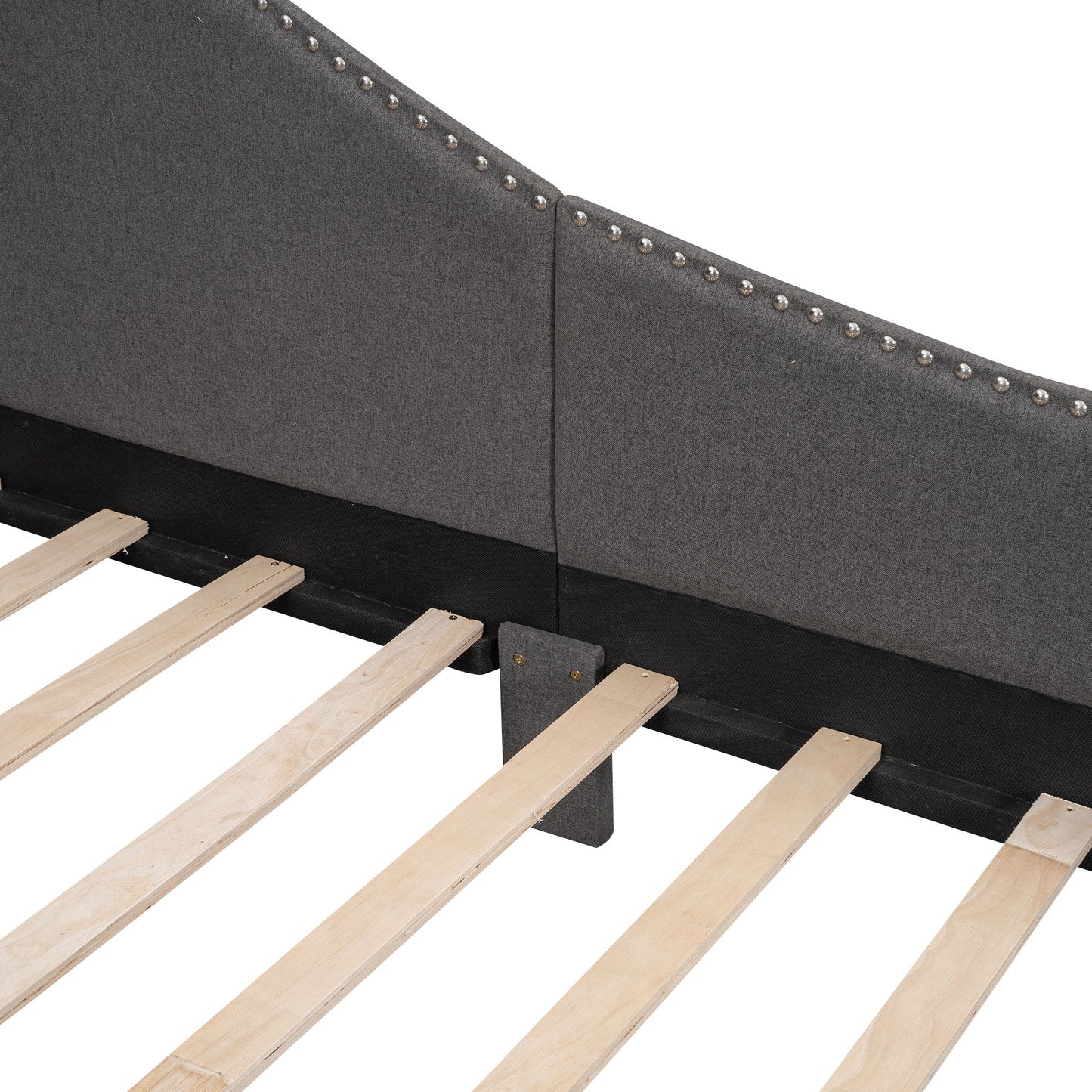 Upholstered Daybed With Headboard And Armrest, Support Legs