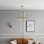 5 Lights Linear Arms With Chain Chandelier - Clear / Gold