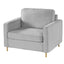 Accent Chair Upholstered Single Sofa With Square Arms, Sewn Pillow Back For Living Room