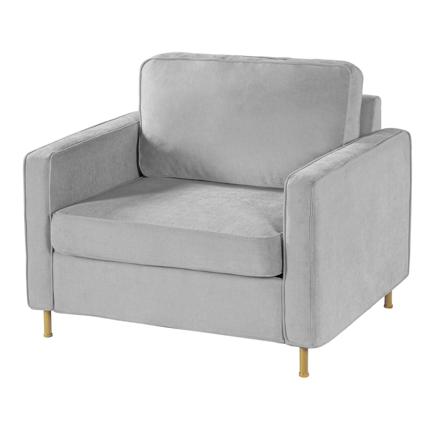 Accent Chair Upholstered Single Sofa With Square Arms, Sewn Pillow Back For Living Room