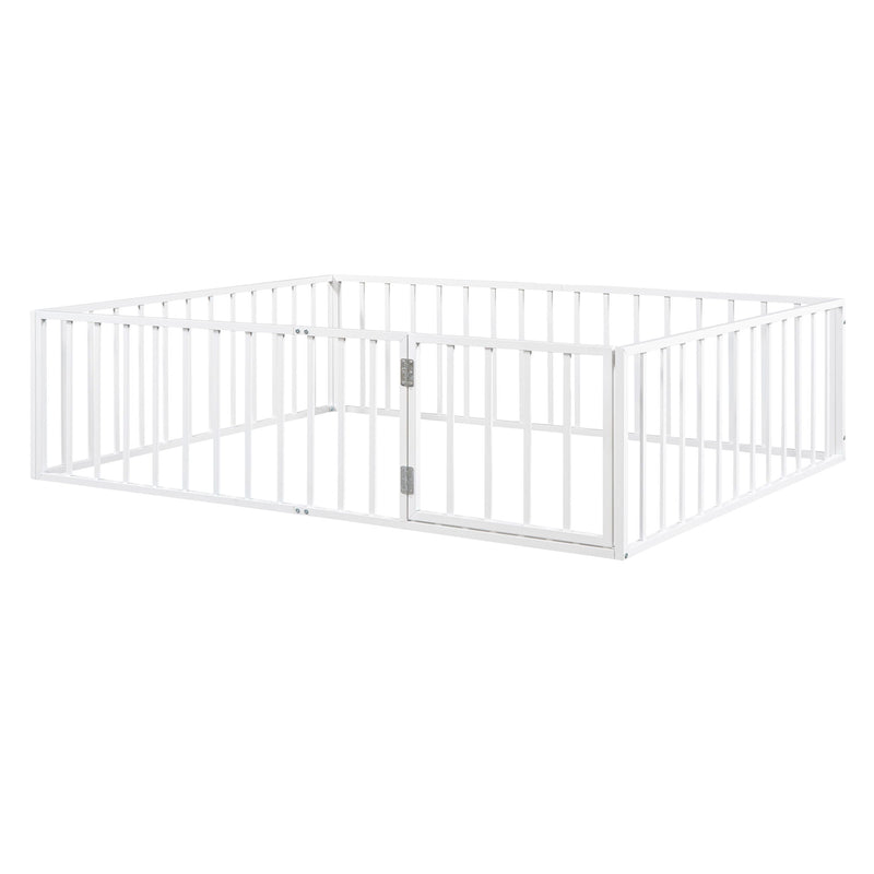 Metal Floor Bed Frame With Fence And Door