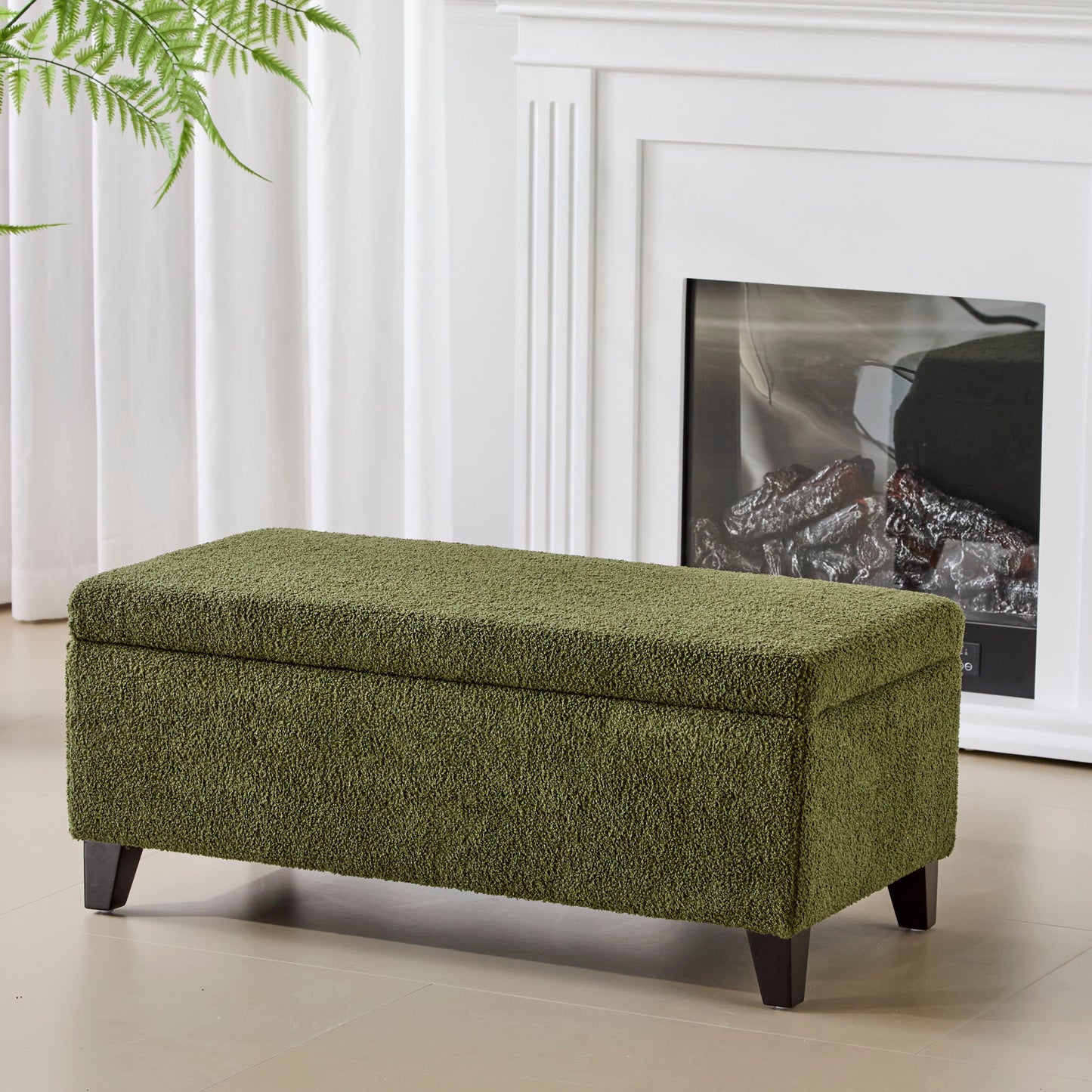 Storage Ottoman With Flip Top Lid - Retro Green