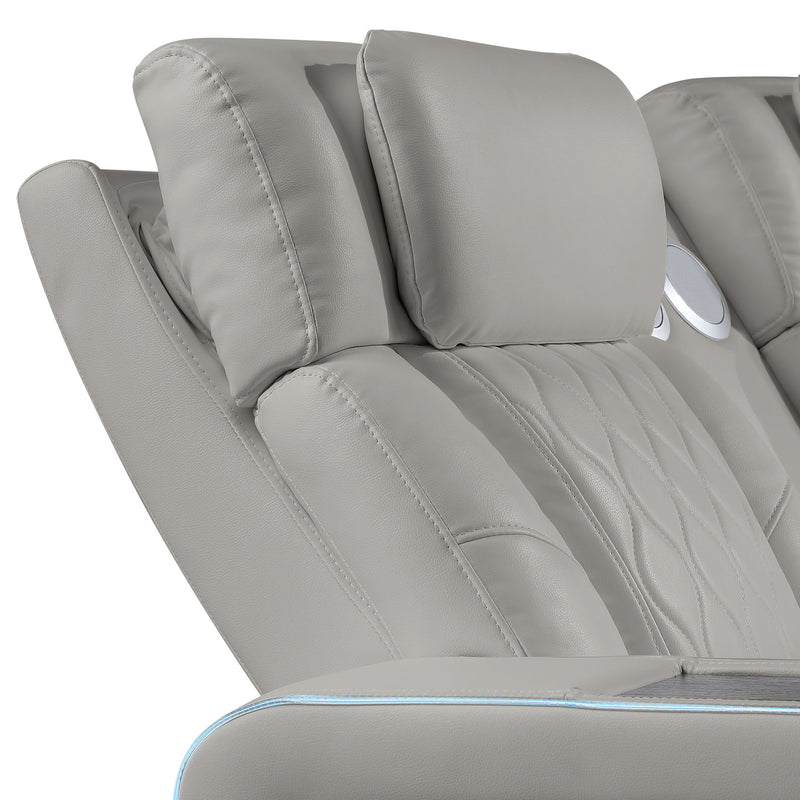 Electra - Power Recliner Sectional Sofa With Power Headrests, Console Loveseats, Wedge, LED Light Strip, Speakers