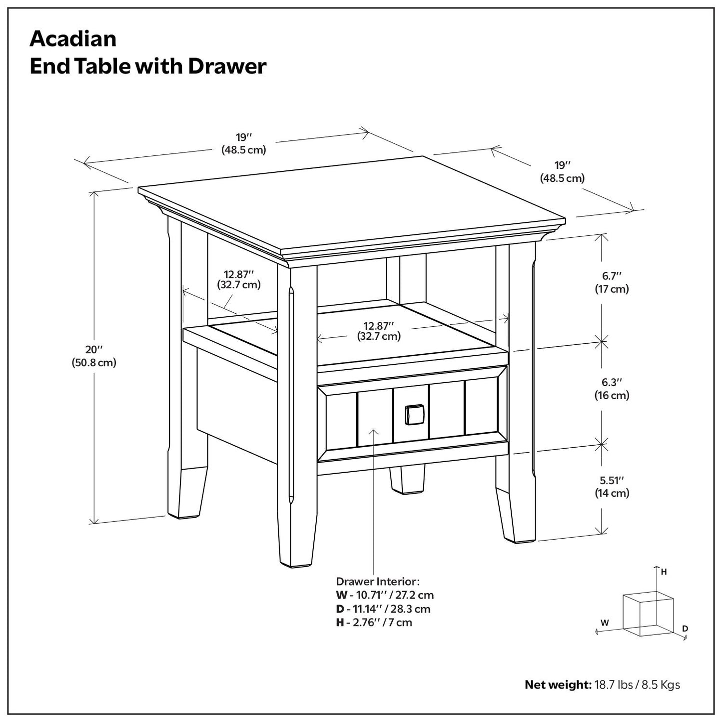 Acadian - End Table With Drawer