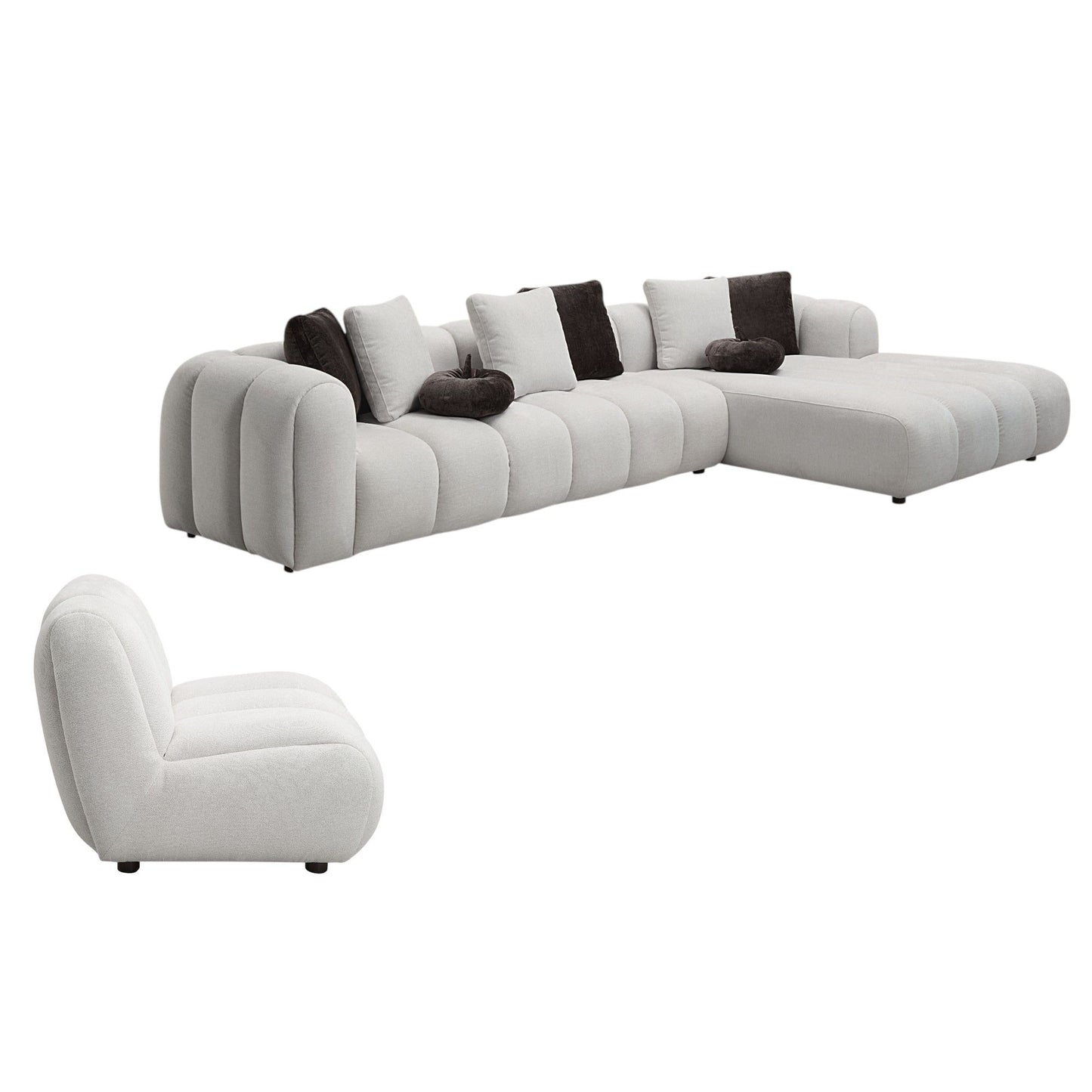 Manilla - Sectional Sofa With Chair - Ivory White