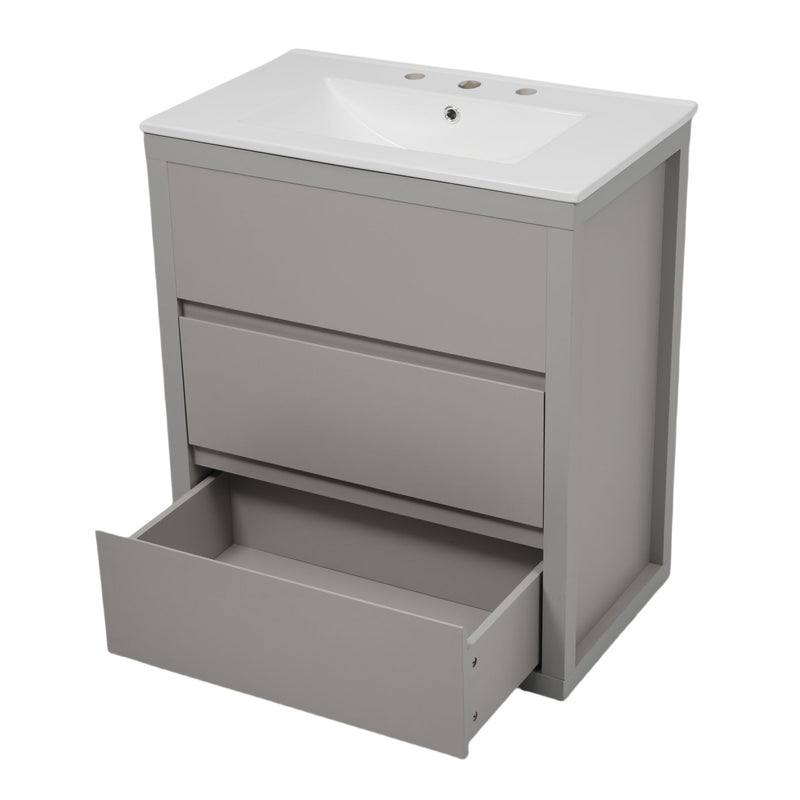 Double Sinks Bathroom Vanity Set With 2 Ceramic Basins