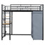 Loft Bed With Desk, Shelves, Power Outlet, LED Light And Wardrobe