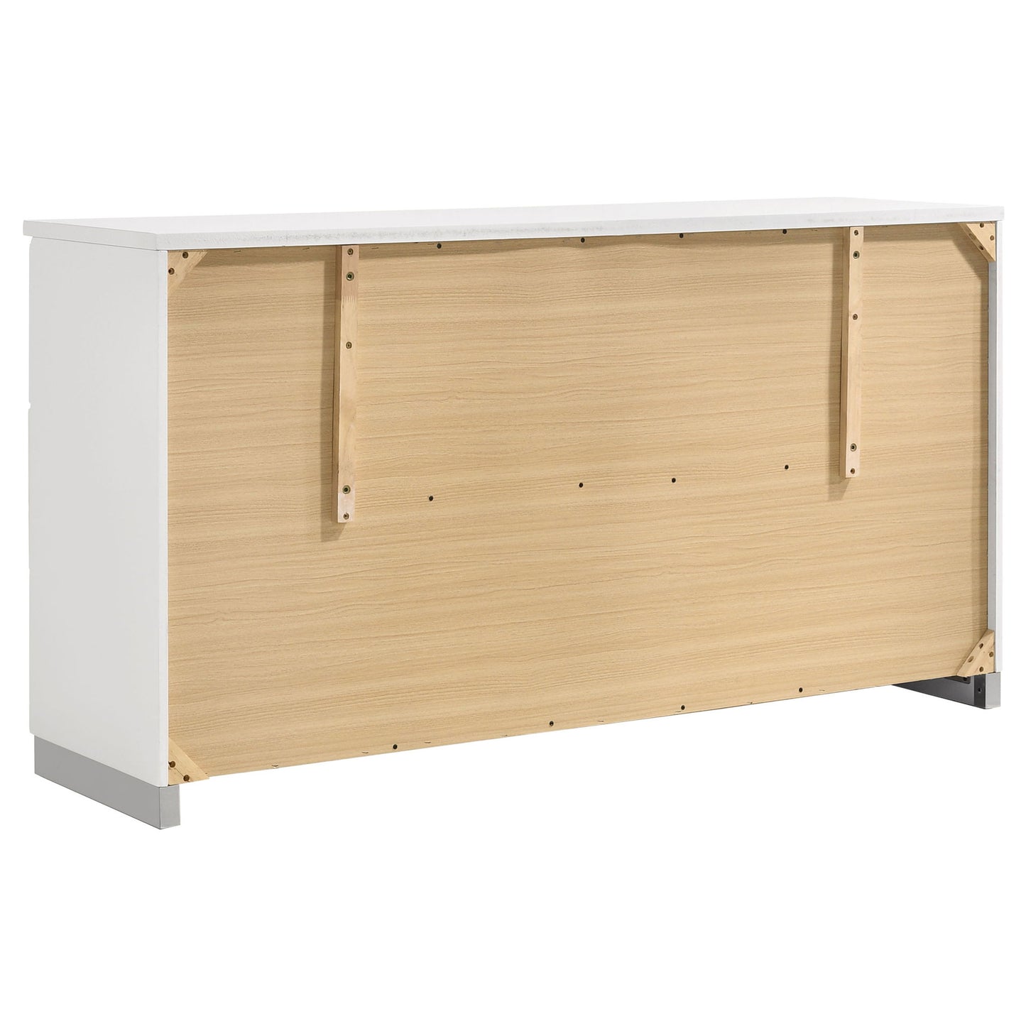 Escalon - 4 Piece Bedroom Set With Paneled Headboard Accents Upholstered - Glossy White
