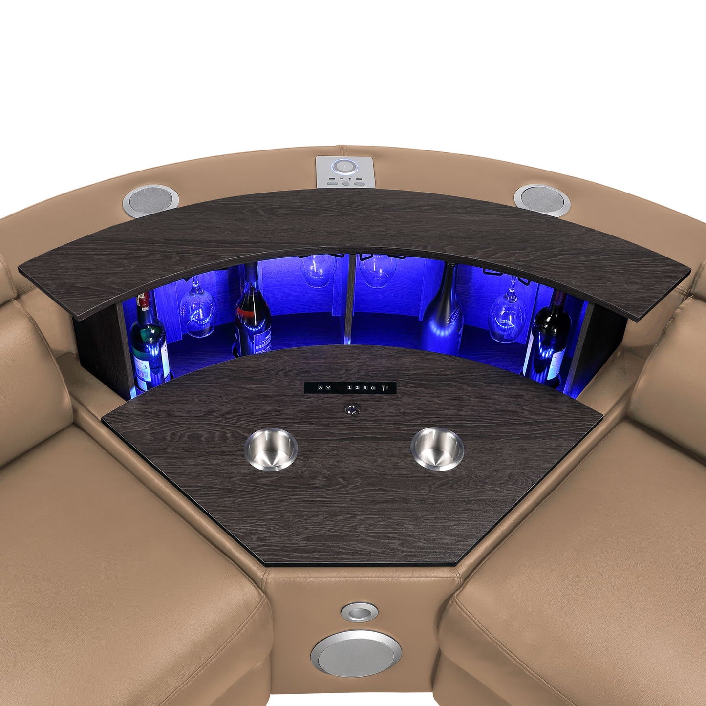 Nova - Sectional With Bluetooth Speaker, LED And Lifting Wine Cabinet