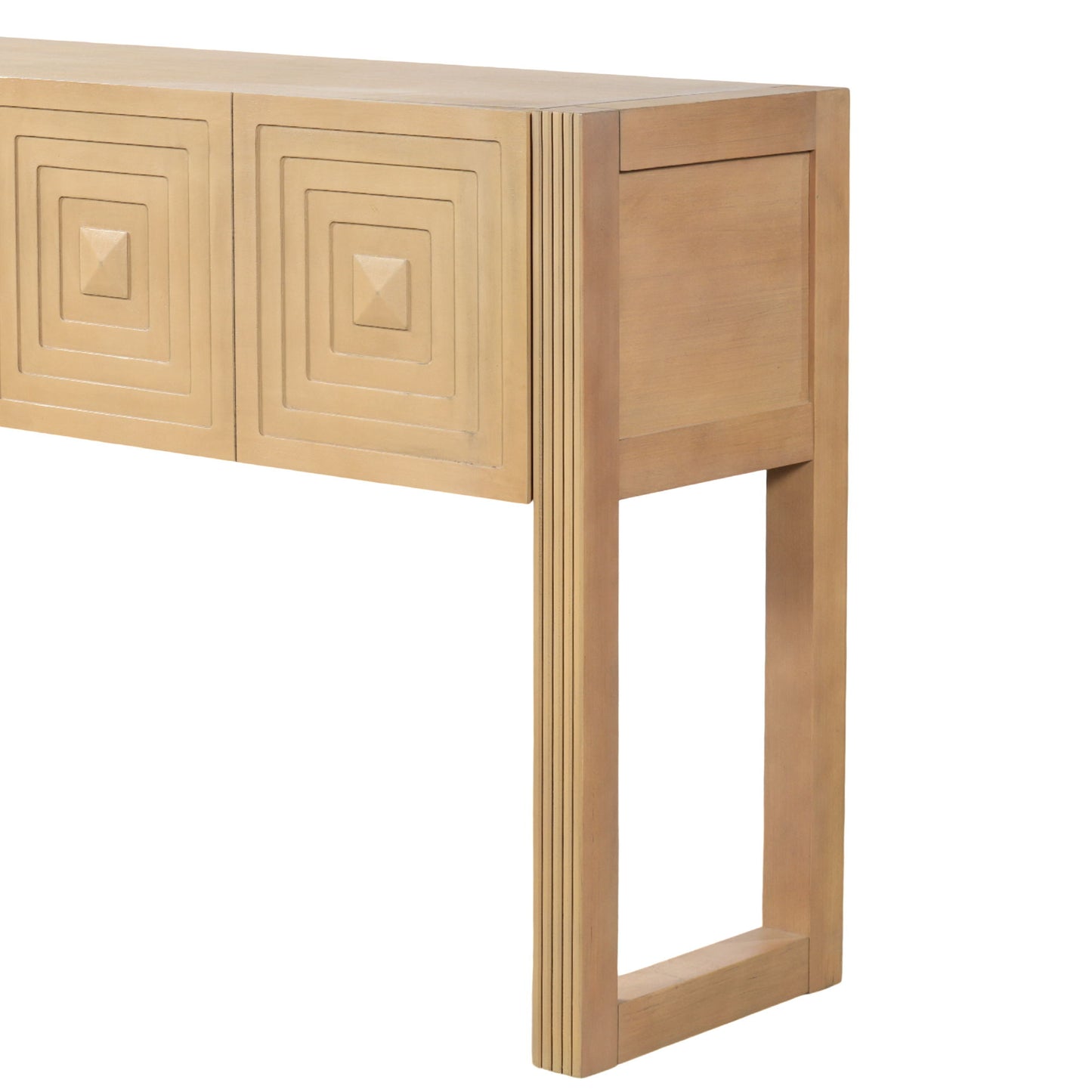 Geometric Carved Console Table With 3 Soft Close Drawers