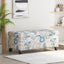 Luxury Storage Ottoman With Floral Patterned Fabric, Soft Close Hinges, Functional Footrest & Seat - Blue Flower / Blue Multi
