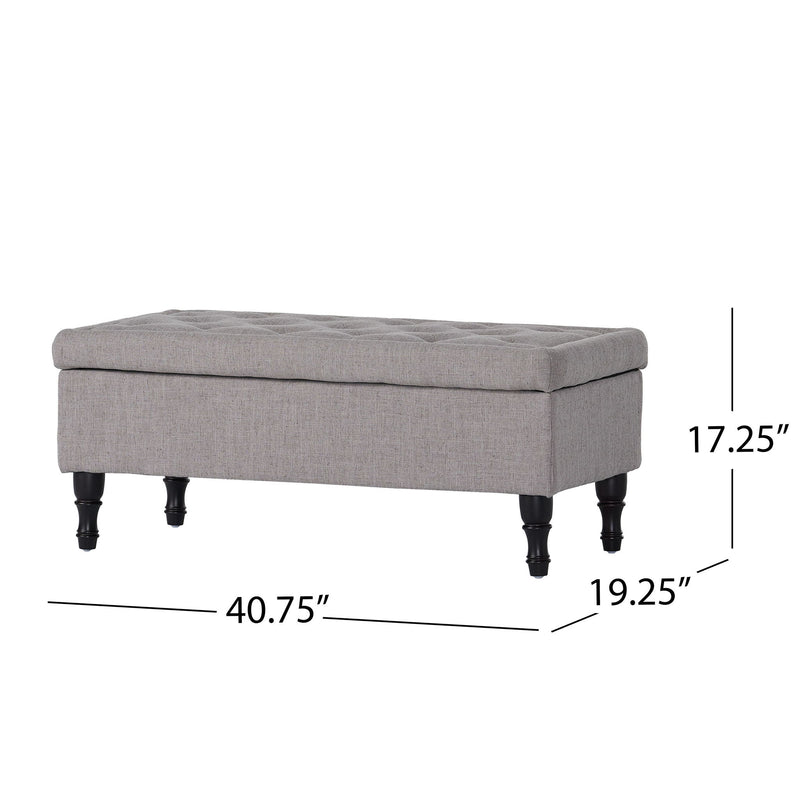 Dean - Fabric Storage Wide Tufted Rectangle Ottoman - Gray