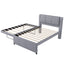 Upholstery Platform Bed With Trundle, Trundle Can Be Flat Or Erected