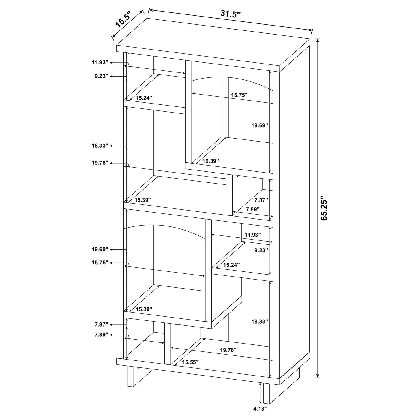 Geilys - 8 Shelf Bookcase With Arch Details - White