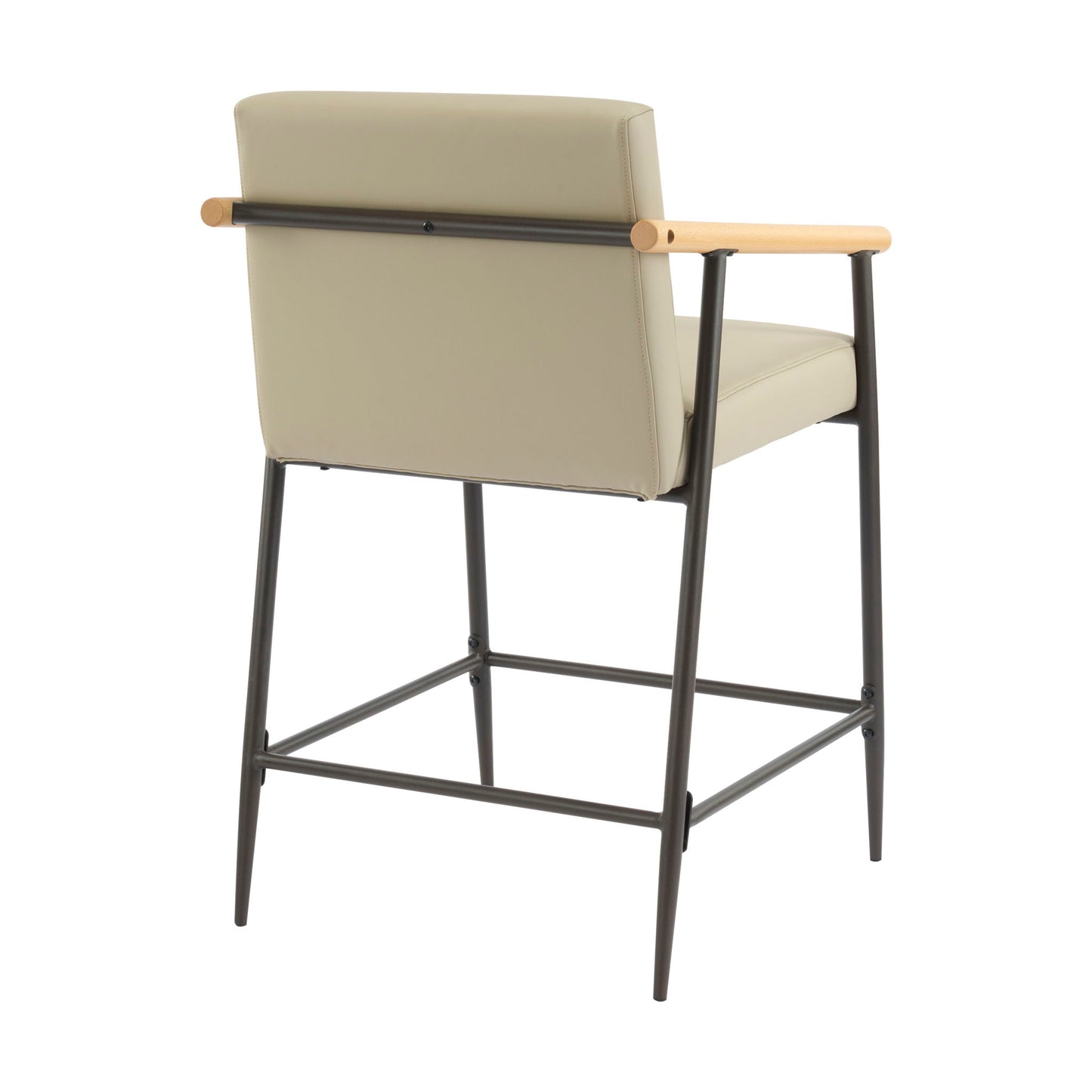 Counter Stool Set With Espresso Metal Frame - Khaki