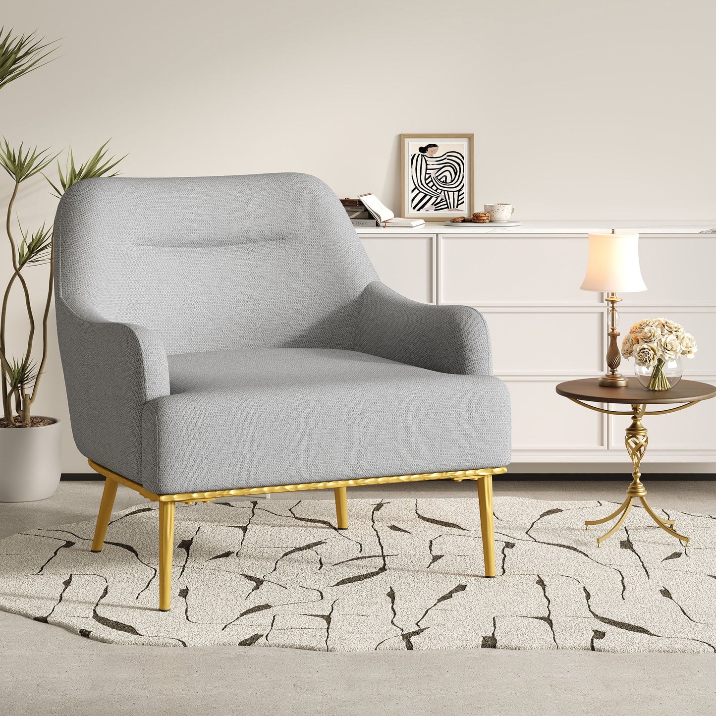 Modern Elegance Accent Chair With Curved Backrest