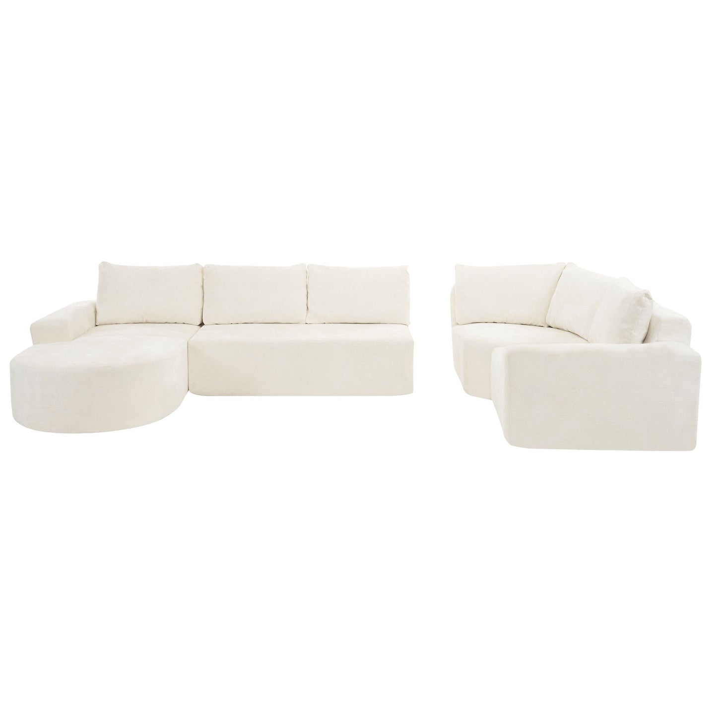 Modular Cloud Sectional Sofa Set, U-Shaped Upholstered Couch With Deep Seat