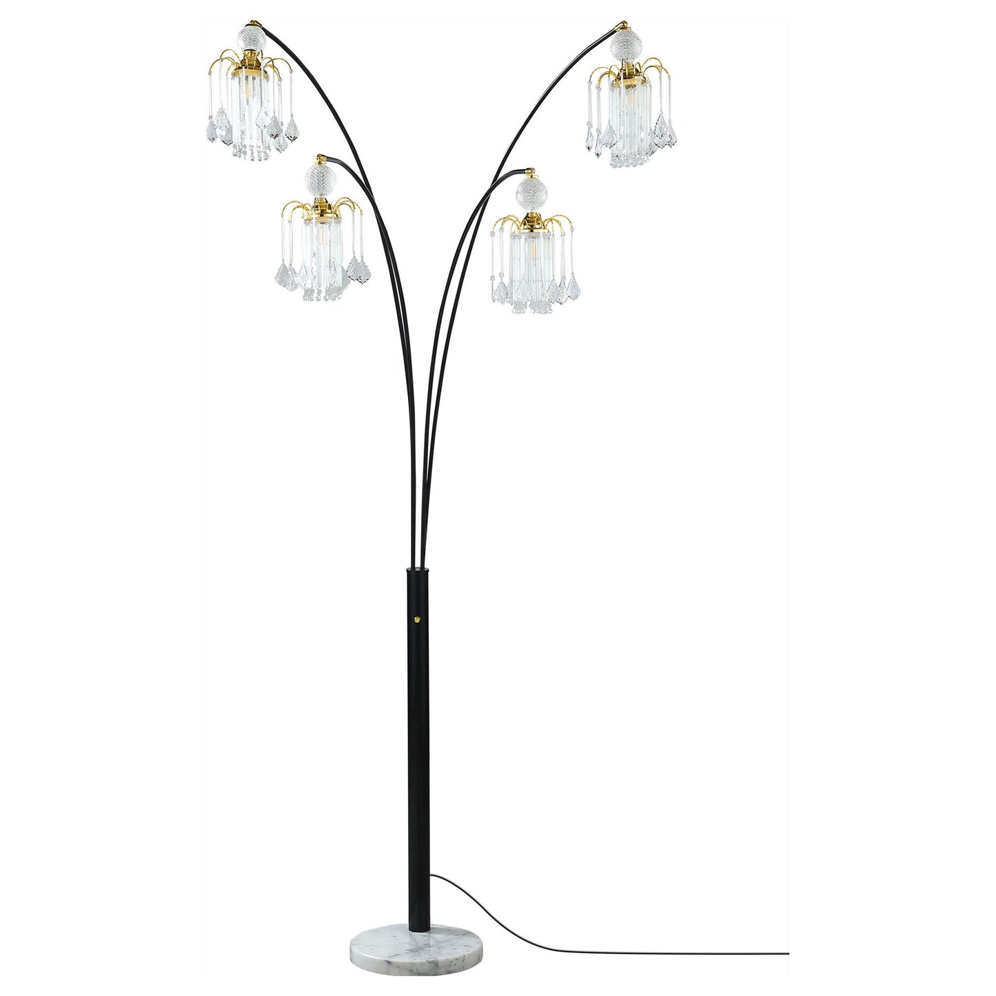 Marcos - Hanging Crystal Arc Tree Floor Lamp With Sculptural Frame - Black
