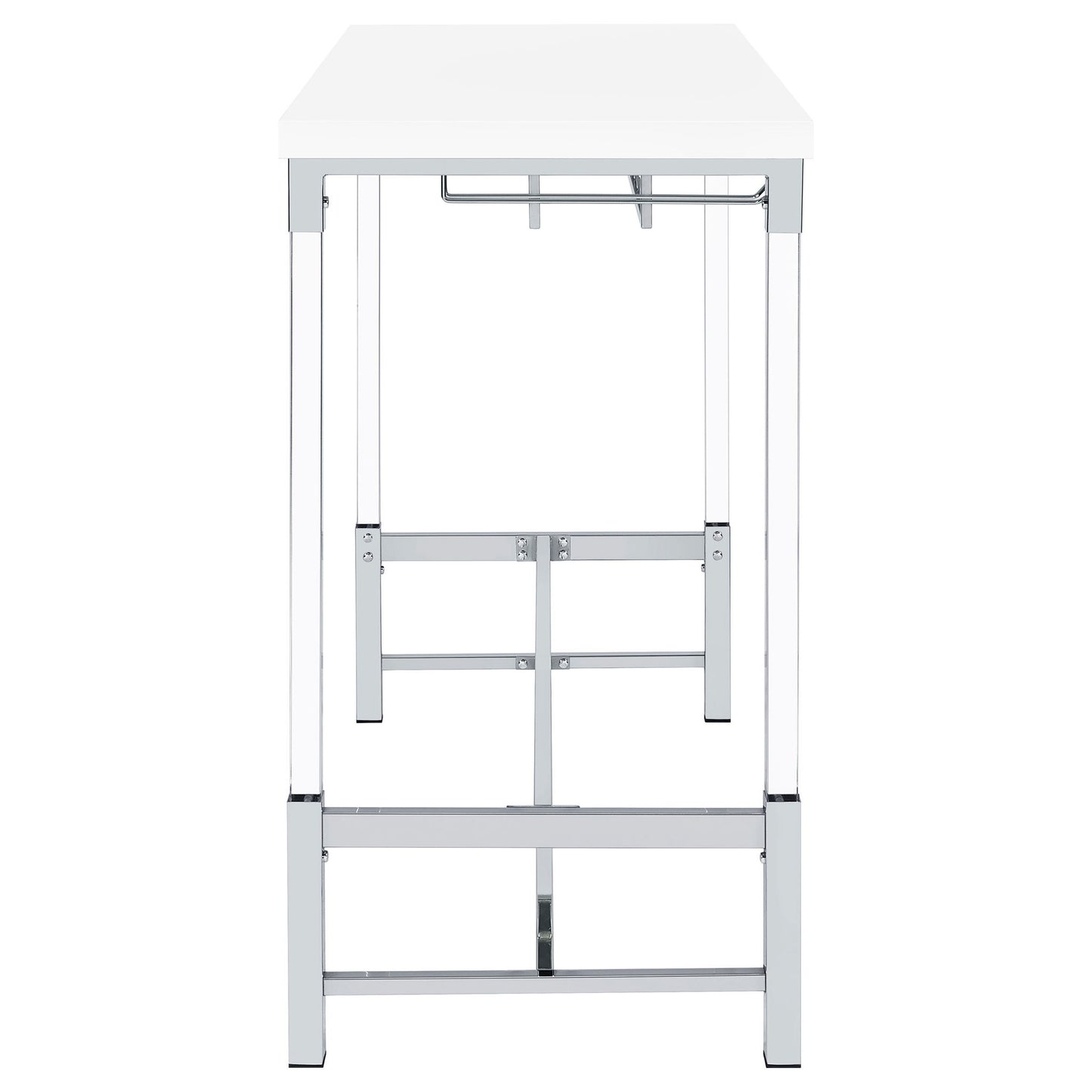 Tonneson - Bar Table With Trestle Base And Wine Storage - White