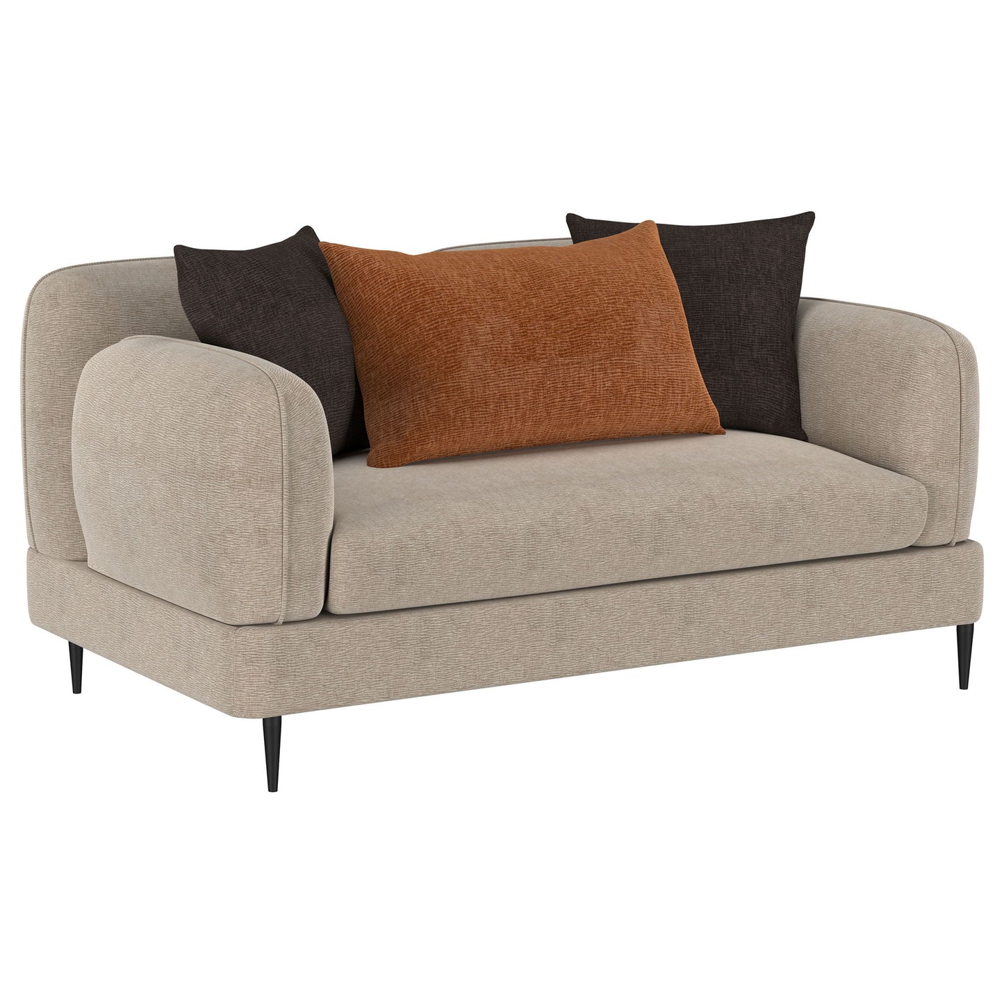 Repley - Upholstered Sculpted Track Arm Loveseat - Beige