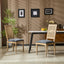 French Country Dining Chair With Rectangular Cane Backrest And Smooth Upholstered Seating