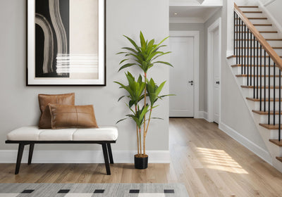 51" Tall, Artificial Plant, Dracaena Tree, Indoor, Faux, Fake, Floor, Greenery, Potted, Real Touch, Decorative - Green / Black